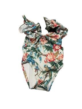 Janie and Jack Floral Ruffle One-Piece Swimsuit 6-12 M H97